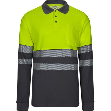 Polo de algodón bicolor manga larga Reflatex RS de alta visibilidad Serie 305525 VELILLA 3XL Azul navy / Amarillo flúor (1/3)