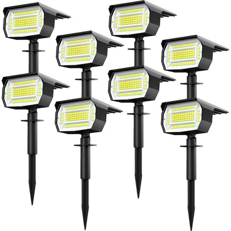 Lot de 8 projecteurs solaires pour extérieur et jardin - 72 LED - 6500 K - Blanc froid - Étanche - Lampes solaires pour extérieur, chemin, cour, garage (1/5)