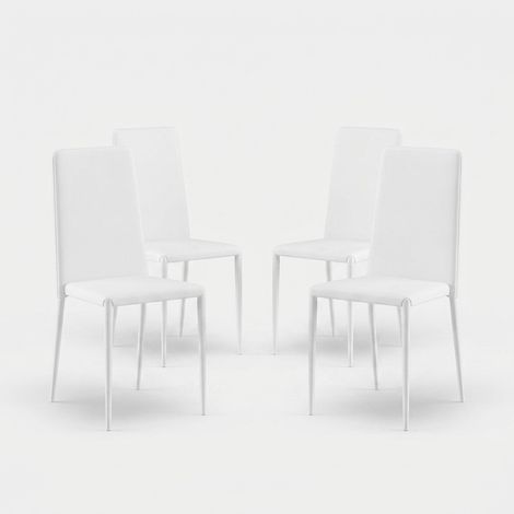 Set 4 sedie impilabili in similpelle da pranzo Arianna - Bianco (1/5)