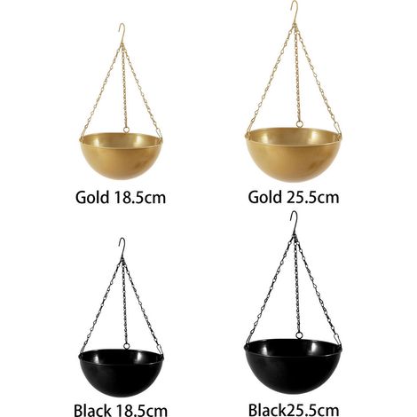 Maceta colgante Fixo Superficie marmolada Hierro 8,5 cm y 25,5 cm Dorado/Negro Diseño minimalista (1/5)