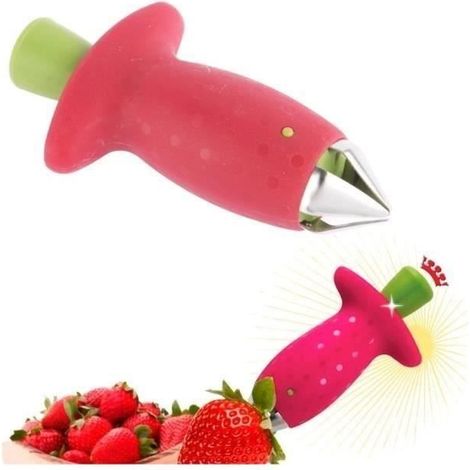 Éplucheur Fruits Légumes Fraise Huller Stem Remover tomates Feuilles carottier Cuisine Rouge@H4 (1/3)