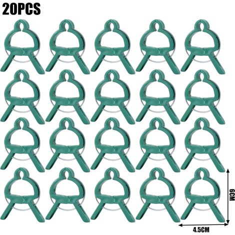 Clip per piante, clip da giardino per sostenere piante, fiori e rampicanti, delicate, resistenti, set di clip di supporto per piante (grandi, 6 x 4,5 cm), 20 pezzi (1/5)