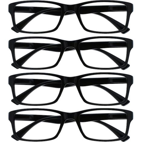 Lunettes de lecture noires de marque, lot de 4, style créateur, pour hommes et femmes, RRRR92-1, grossissement +3,50, noires. (1/5)