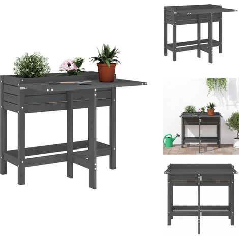 Jardinière de jardin avec dessus pliable gris bois pin massif - Jardinière Extérieure - Jardinière Bois - Jardinière Pliable - Pot De Fleurs Extérieur - Déco Jardin (1/5)