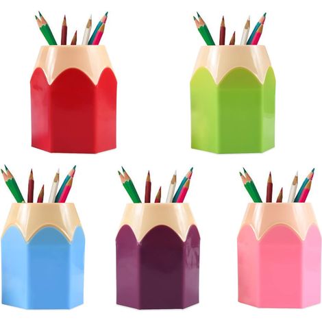 Support Crayon - 5 Pièces - 8,5 x 6,5 x 10,5 cm - Pour Bureau École Bureau À Domicile - Lot de 5 (1/5)