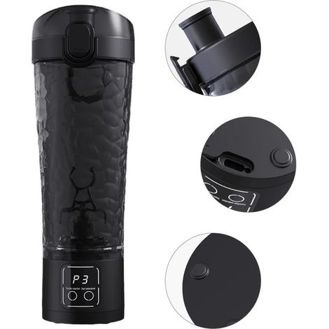 Batidora/agitadora eléctrica automática para proteína en polvo,700 ml,velocidad ajustable,a prueba de fugas y resistente a caídas,color negro (1/4)