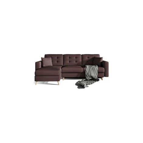 Canapé d'angle convertible et réversible simili cuir Anska - Pieds bois naturel-Marron (1/5)
