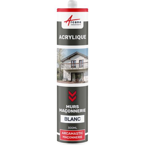 Arcane Industries – Mastic d'étanchéité acrylique 300 ml – Pour joints muraux et portes – Adhérence sur surfaces humides – Peignable avant durcissement (1/5)