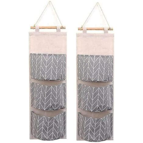 2 packs imperméables à l’eau Sacs de rangement suspendus muraux avec 3 poches (gris) (1/2)