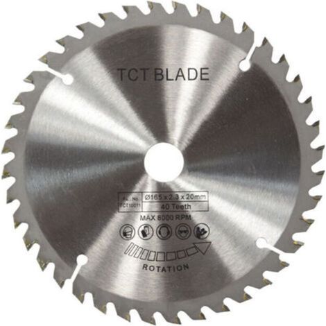 Disque de coupe rotatif argent lame de scie circulaire TCT 165mm pour la coupe du bois 40 dents (1/4)