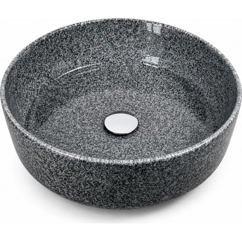 Lavabo redondo de encimera de 36×36 cm con aspecto de granito - Aquaterris (1/5)