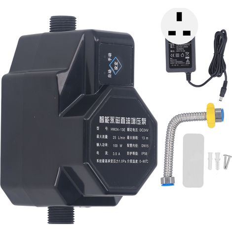 Pompe de surpression d'eau domestique 24V automatique avec commande par bouton, 100 à 240V 100W fiche UK (1/5)