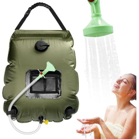 Sac de Douche Solaire Camping, 20L Douche de Voyage avec Pomme de Douche, Pliant Extérieur pour Douche, Sac de Douche Solaire Portable, Température 45 °C pour Randonnée Escalade (1/5)