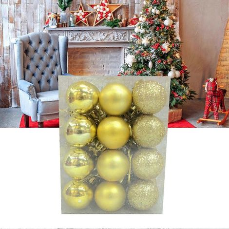 72 boules de Noël décoratives à suspendre au sapin pour Noël, mariages, fiançailles, anniversaires et fêtes - couleur or (1/5)