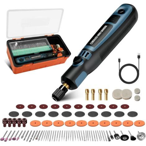 BUNTHAUS Stylo Graveur Électrique avec 96 Embouts, Sans Fil USB Rechargeable Kit d'outils de Gravure Rotatif, Portable Outils Rotatifs Multifonction pour Sculpture, Polissage, Ponçage, Perçage et Bric (1/5)