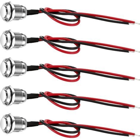 Stück 12-mm-Momentan-Drucktaster, wasserdicht, Edelstahl, Ein/Aus-Schalter für PC, Auto, Boot, Industrieanwendungen, 2 A, 12 V/24 V/125 V/250 V, mit vorverdrahteten Kabeln, Kopf nach oben