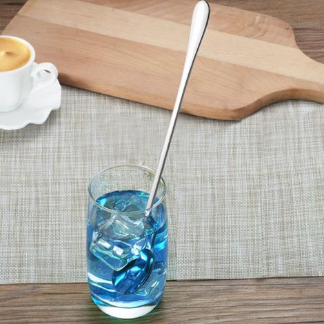 Cuillères à mélanger à long manche en acier inoxydable pour café, thé et cocktails, lot de 4, 22,8 cm, finition miroir (1/4)
