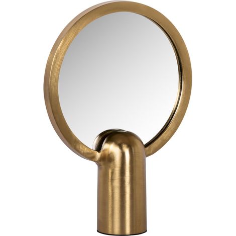 Miroir rond doré design contemporain avec base sculpturale - doré finition or brossé (1/3)
