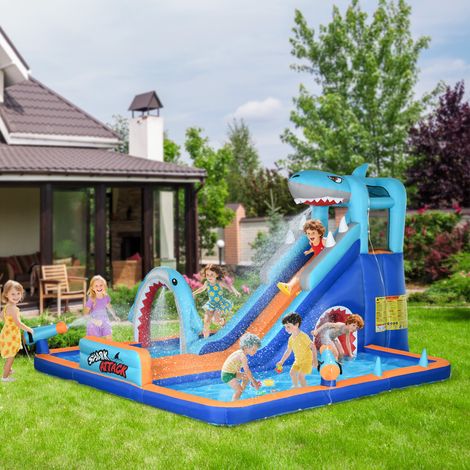 Château Gonflable pour Enfants de 3 à 8 Ans avec Gonfleur, Toboggan, Piscine et Mur d'Escalade (1/5)