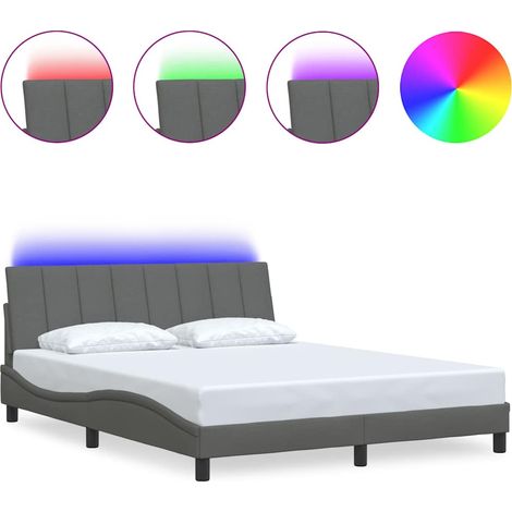 Lit double,Lit adulte,Cadre de lit sans matelas Hanko gris foncé 160x200 cm tissu CFW7541473 (1/5)
