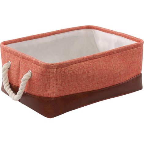 Cesto in tessuto arancione e marrone, 34X24H14 cm (kit da 5) (1/2)