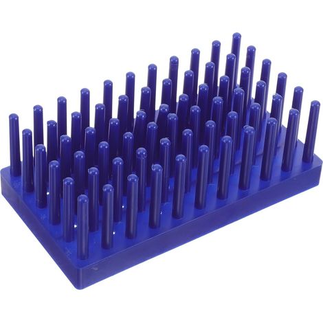 Rack tube à essai bleu en plastique pour séchage et organisation d'outils artisanaux en cuir, utilisation en laboratoire (1/5)