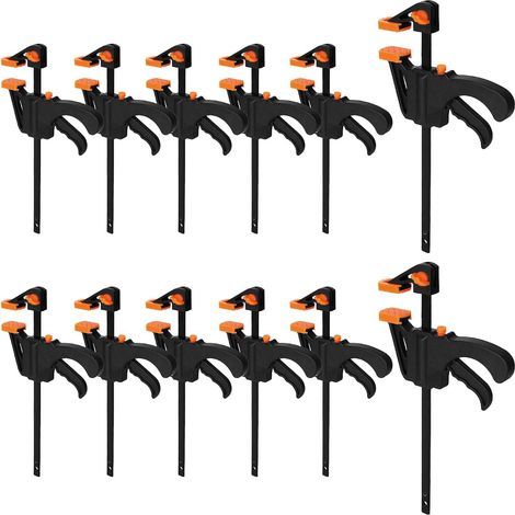 Paquete de 12 abrazaderas de agarre rápido para carpintería de 4 pulgadas, abrazaderas de gatillo, abrazaderas de trinquete de una sola mano, mini abrazaderas pequeñas para postes, abrazaderas de made (1/5)