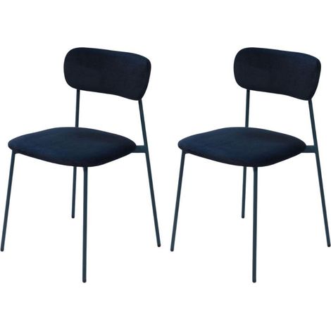 Amadeus - Chaise de salle à manger en velours bleu et métal Elma (lot de 2) (1/3)