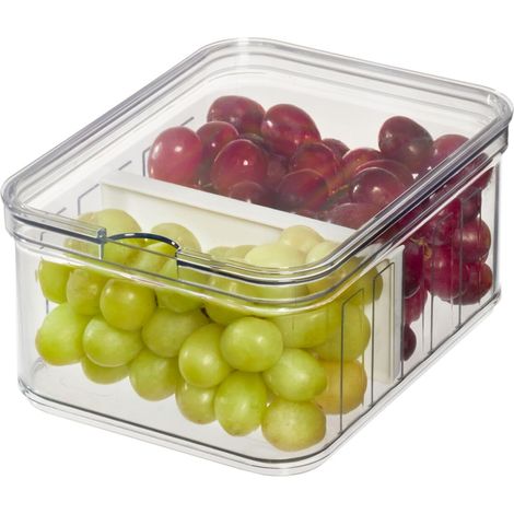 iDesign Organizer cucina, Piccolo box frigo in plastica priva di BPA, Contenitore frigo adatto anche all'ufficio e altri ambienti, trasparente (1/4)