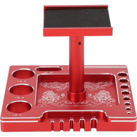 Support pour voiture RC 1/18 et 1/24, station de réparation multifonctionnelle, rotation à 360°, alliage d'aluminium rouge (1/5)