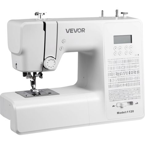 VEVOR Machine a Coudre Electrique Informatisee, Piqueuse 200 Motifs de Points, avec Moteur Puissant, Ecran LED et Eclairage LED, Cadre Metallique Robuste, pour Travaux Manuels et Reparations, Maison