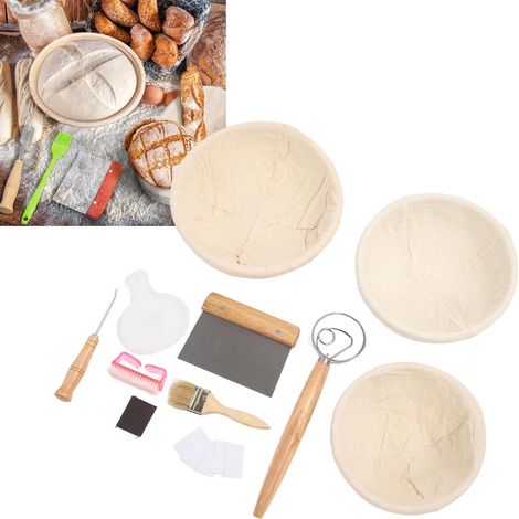 Ensemble de paniers de fermentation à pain ronds en osier (20 cm + 22,5 cm + 25 cm) (1/5)