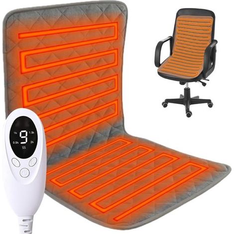 Coussin de chaise chauffant - 45 x 90 cm - Réglage de la température sur 9 niveaux (1/5)
