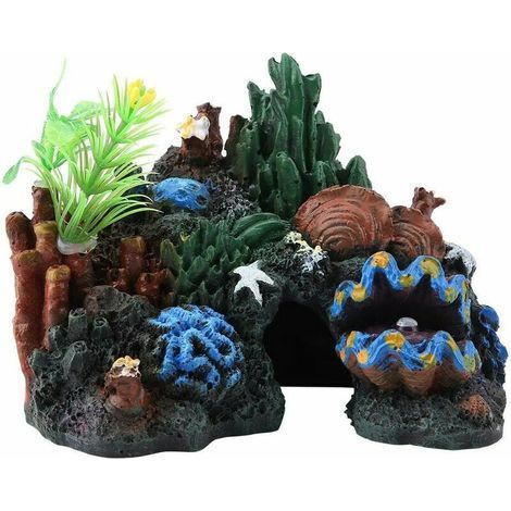 Decoración colorida de arrecife de coral marino artificial de resina para acuarios cueva. (1/5)