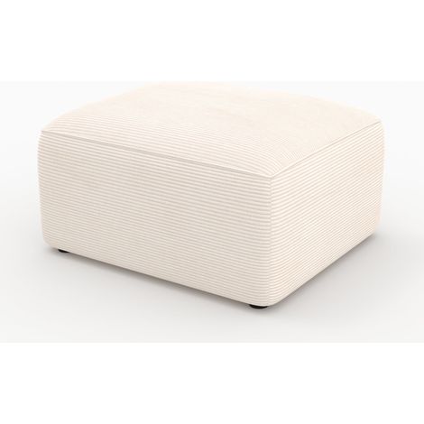 Puf Mina rectangular para sofá modular en terciopelo blanco roto