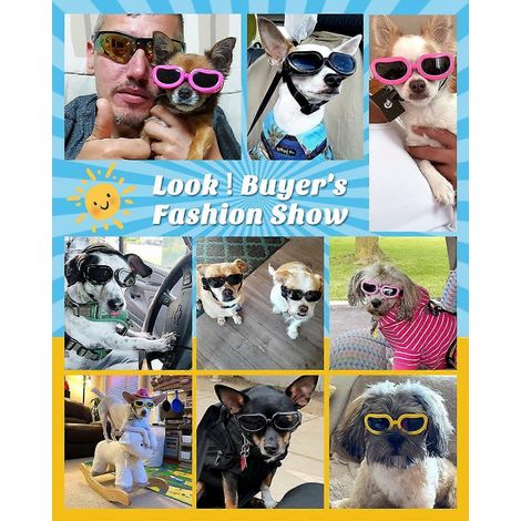 Lunettes de protection pour chiens et chats, réglables et anti-poussière, résistantes aux UV et à l'eau - Noir (1/4)