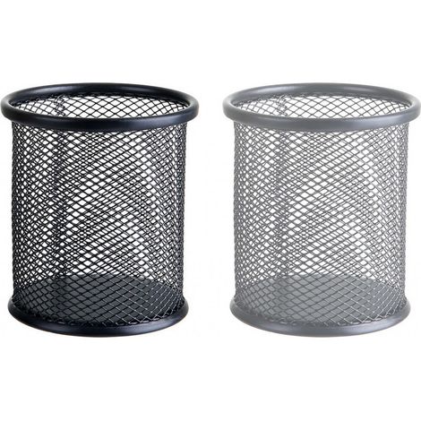 Support Stylo - Métal Noir Argenté - Design Maille - Pour Bureau École Maison - Lot De 2 (1/5)