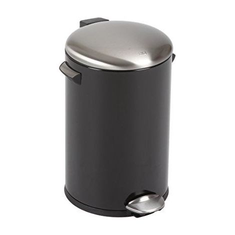 EKO - Poubelle à pédale Belle Deluxe 12 litres - Steel Plastic - noir brillant, inox mat (1/2)