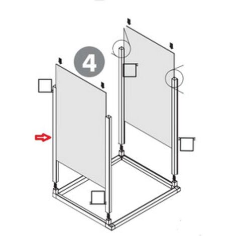 R MONTANTE VERTICALE A 1 GUIDA X KIT COPRILAVATRICE RESINA 68X64XH88 CM BIANCO