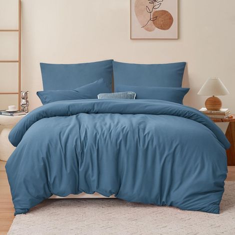 Bettwäsche 240x260 3-teilig aus Mikrofaser, Taubenblau