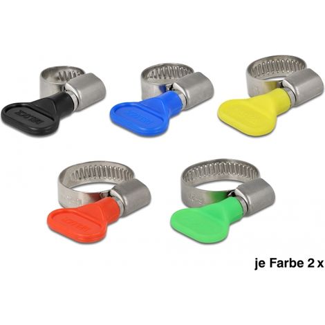 Delock Juego de abrazaderas de manguera de mariposa 10 piezas de colores surtidos