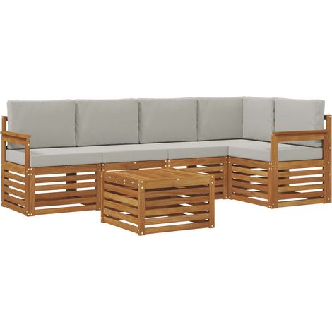Conjunto de sofás de exterior 6 uds. Gris Natural y Claro vidaXL (1/5)