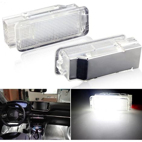 2 pièces LED plancher coffre éclairage intérieur porte lampe Compatible avec 1007 206 207 306 307 308 3008 406 407 5008 607 806 807 (1/5)