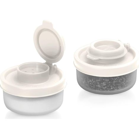 Salière et Poivrière en Plastique Transparent Sans BPA, Kit Voyage, Pour Sel, Poivre, Épices, Idéal pour Camping, Randonnées, Cuisine Extérieure, Bivouac, Bushcraft (40ml, set de 2) (1/5)