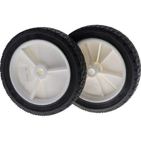 Jardiaffaires – Lot de 2 roues pour tondeuse à gazon 150mm – Alésage 12.7mm – Largeur 38mm – Jante polyuréthane pour confort de roulement