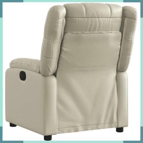 373523 Fauteuil Inclinable Similicuir Crème 77x95x99cm Mousse Polypropylène 110kg (1/5)