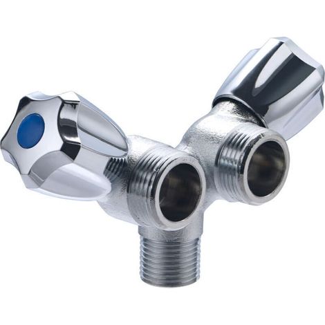 Robinet double en Y pour lave-linge – Compatible NOYON et THIEBAULT, raccord 3/4″, cuivre massif, livré à l'unité (1/4)