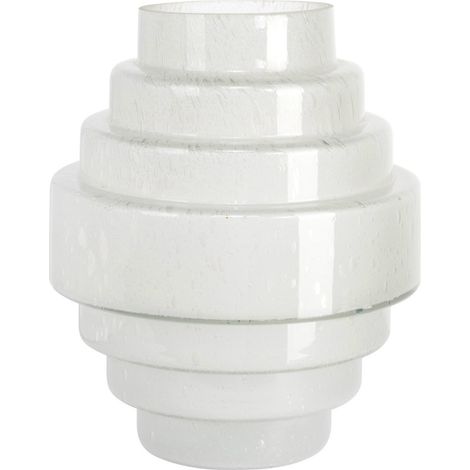 Vase en verre blanc au relief sculptural - blanc (1/2)