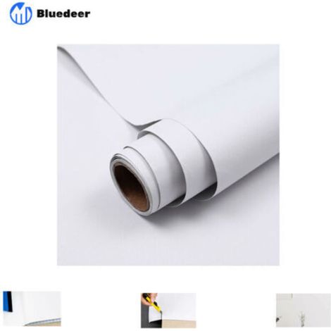 Papier adhésif pour meuble blanc mat 60x300cm Film vinyle autocollant imperméable pour armoires et murs Facile à appliquer et à retirer (1/5)
