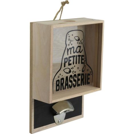 Décapsuleur Mural & Bac "Brasserie" 26cm Naturel (1/3)